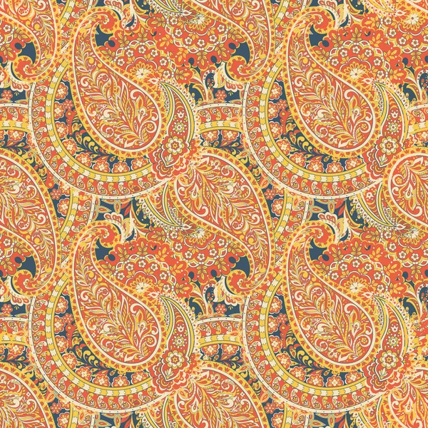 Paisley Vettore Modello Senza Soluzione Continuità Fantastico Fiore Foglie Stampa — Vettoriale Stock