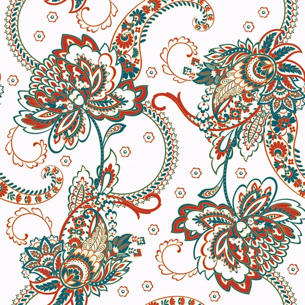 Paisley Bezszwowy Wzór Kwiatowy Damask Vintage Tło — Wektor stockowy