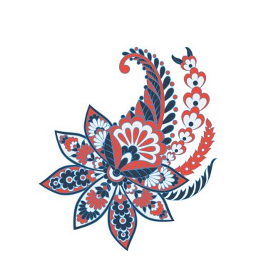 Paisley izole desen. Batik tarzı vintage illüstrasyon