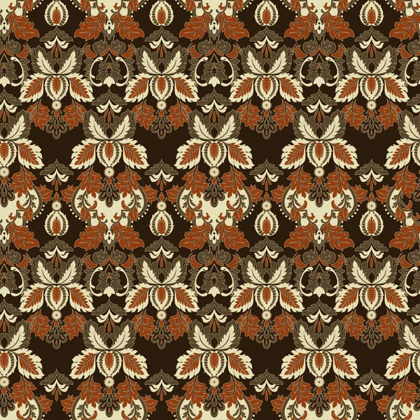 Vintage Floral Tanpa Jahit Patten Wallpaper Barok Klasik Latar Belakang - Stok Vektor