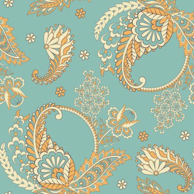 Şal desensiz vektör deseni. Hint süsü. 