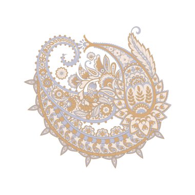 Paisley vektör izole desen. Çiçek Vintage illüstrasyonu