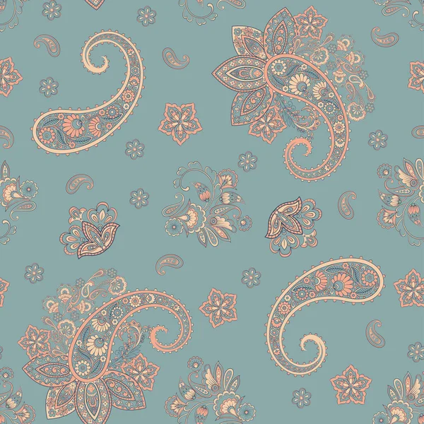 Paisley Vector Seamless Pattern Textile Bohemian Print Batik Painting Vintage — Vetor de Stock