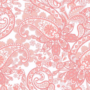 Paisley vektör kusursuz desen. Muhteşem çiçek, yapraklar. Batik tarzı resim. Eski arkaplan