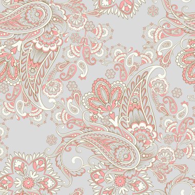 Paisley vektör kusursuz desen. Muhteşem çiçek, yapraklar. Batik tarzı resim. Eski arkaplan