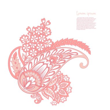 Paisley ile izole edilmiş Hint deseni.