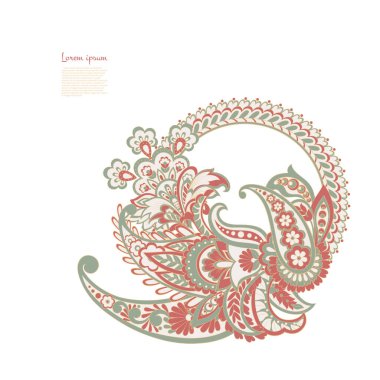 Paisley Çiçek Oryantal İzole Desen