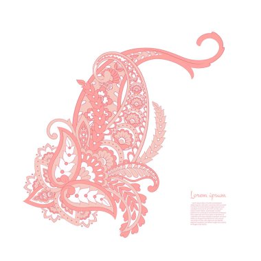 Paisley Çiçek Oryantal İzole Desen