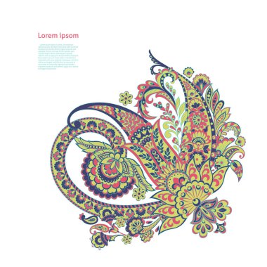 Paisley ile izole edilmiş Hint deseni.