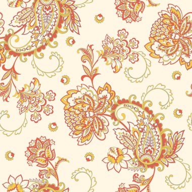 Şal desenli, desensiz bir süs. Çiçek dekoru süsleyin. Vektör illüstrasyonu