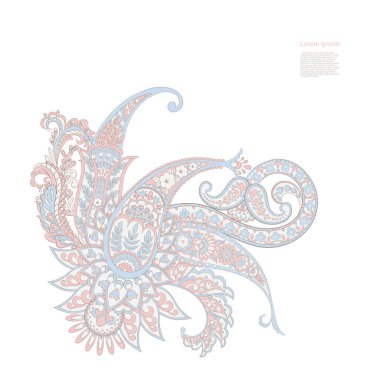 Paisley vektör deseni. Muhteşem çiçek, yapraklar