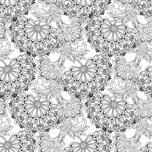 Adorno Floral Étnico Estilo Batik — Vector de stock