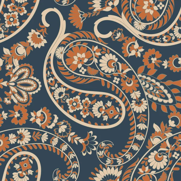 Nahtloses Paisley Muster Indischen Stil Florale Vektorillustration — Stockvektor