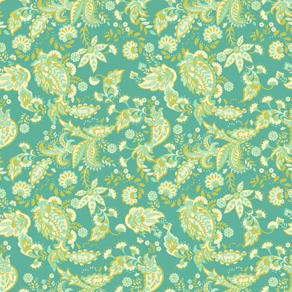 Patrón Sin Costura Vector Paisley Fantástica Flor Hojas Pintura Estilo — Vector de stock