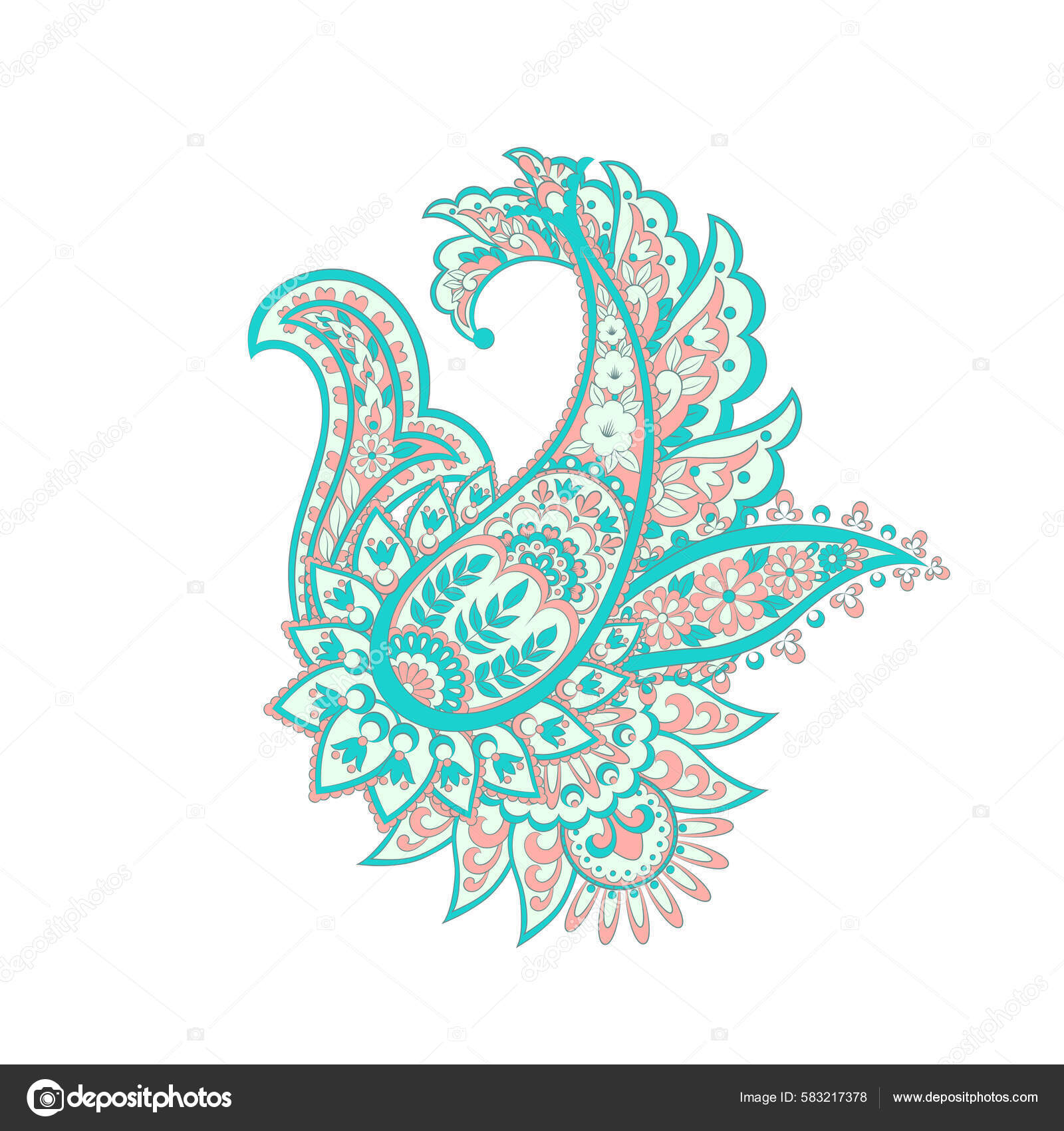 Isolated Paisley Vector Ornament Stock Vector by ©meduzzza 583217378