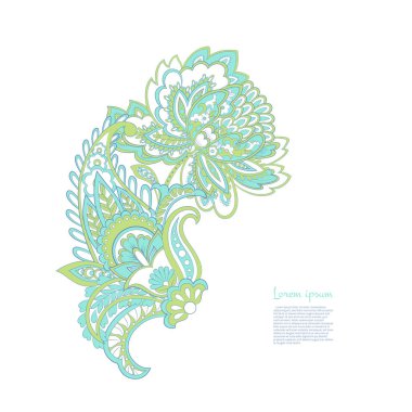 Paisley ile izole edilmiş Hint deseni.