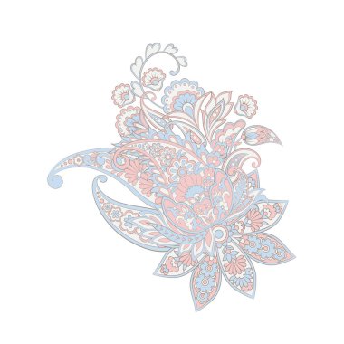 Paisley izole desen. Damask biçimi Vintage illüstrasyonu