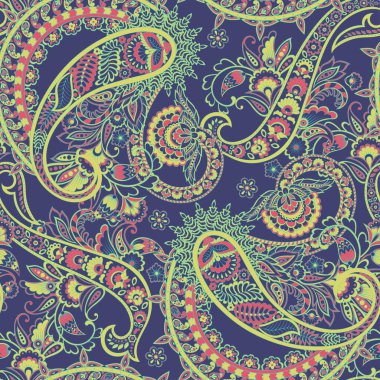 Paisley dikişsiz desen. Batik biçiminde vintage arkaplan