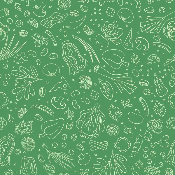 Patrón Sin Costura Veggie Con Verduras Fondo Vector Alimenticio — Archivo Imágenes Vectoriales