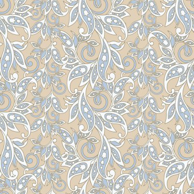 Klasik çiçeklerin dikişsiz deseni. Etnik çiçek vektör arkaplanı