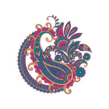 Hint tarzında izole edilmiş Paisley deseni