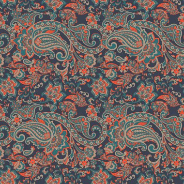 Paisley vektör seamless modeli. Fantastik çiçek yaprakları. Tekstil bohem Yazdır. Batik boyama. Vintage