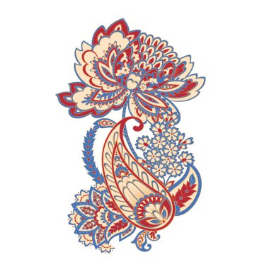 Paisley izole desen. Damask biçimi Vintage illüstrasyonu