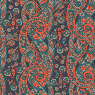 Paisley dikişsiz çiçek deseni. Vektör Damask vintage arkaplanı