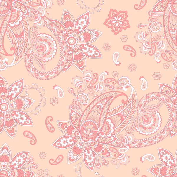 Patrón Sin Costura Vector Paisley Fantástica Flor Hojas Textil Estampado — Archivo Imágenes Vectoriales