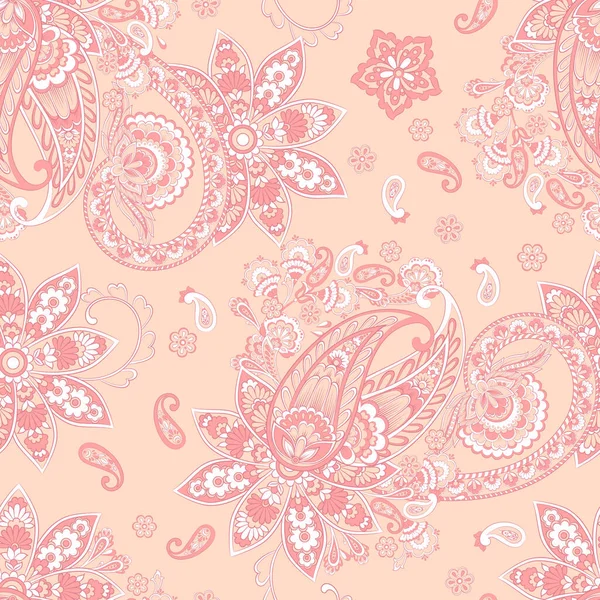 Paisley Vektor Nahtloses Muster Fantastische Blume Blätter Textil Boheme Print — Stockvektor