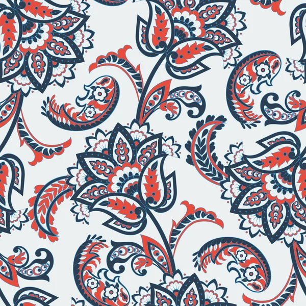 Etnik çiçekler ve yaprak ile kusursuz bir desen, klasik tarzda vektör çiçekli illüstrasyon