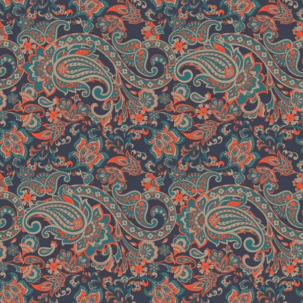 Patrón Sin Costura Vector Paisley Fantástica Flor Hojas Textil Estampado — Vector de stock