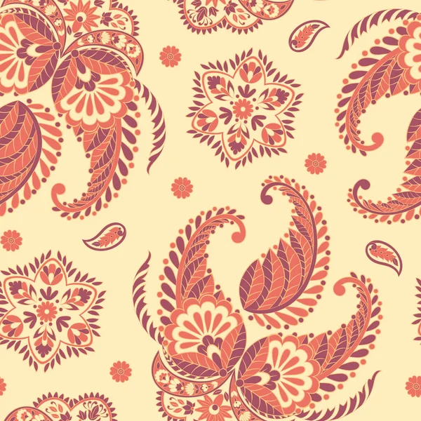 Çiçeksiz desenli desenli şal desenli süs. Asya tekstil biçiminde vektör illüstrasyonu 