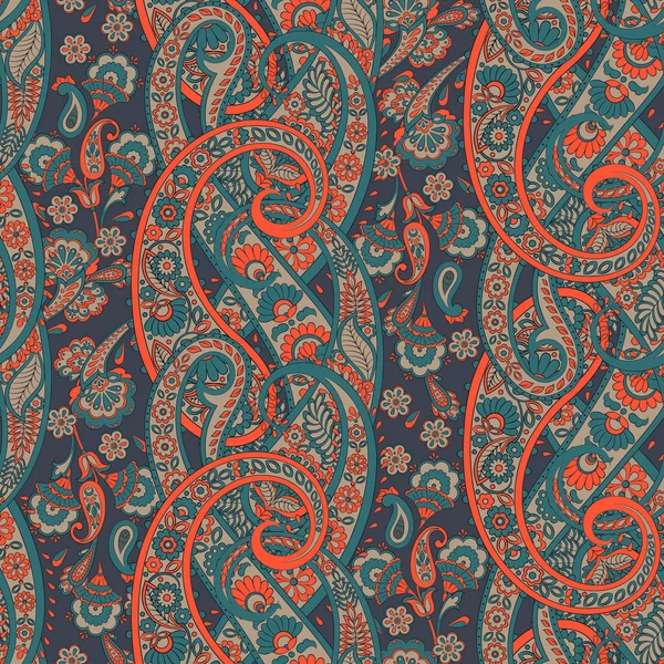 Paisley Bezszwowy Wzór Kwiatowy Vector Damask Tło Vintage — Wektor stockowy