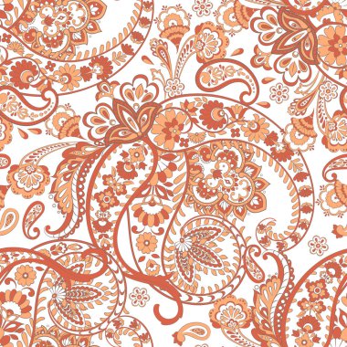 Çiçeksel elementlerle desenli, pürüzsüz etnik desen..