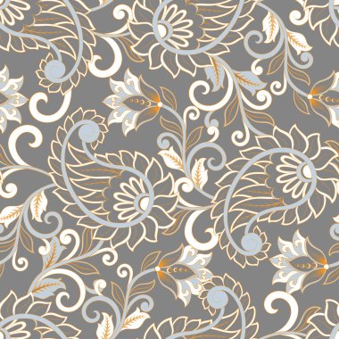 Paisley Süslü, pürüzsüz damaske arka planı. Vektör vintage deseni