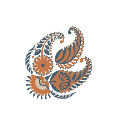 Paisley izole desen. Damask biçimi Vintage illüstrasyonu