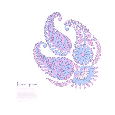 Paisley izole desen. Damask biçimi Vintage illüstrasyonu