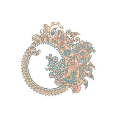 Paisley Çiçek Oryantal İzole Desen