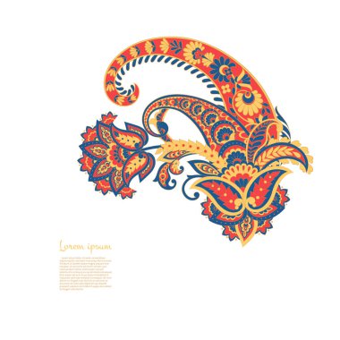 Paisley izole desen. Batik tarzı vintage illüstrasyon