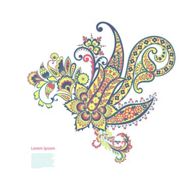 Paisley Çiçek Oryantal İzole Desen