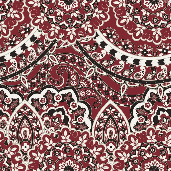 Damas Paisley Motif Vectoriel Sans Couture Fond Vintage Floral — Image vectorielle