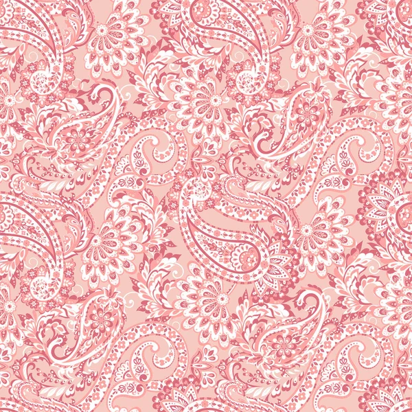 Paisley Vektor Nahtloses Muster Fantastische Blume Blätter Malerei Batikstil Vintage — Stockvektor