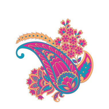 Paisley ile izole edilmiş Hint deseni.