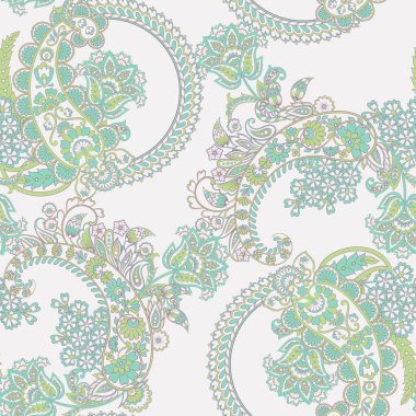 Paisley tarzı, çiçeksiz desen. Süslü Damask arkaplanı