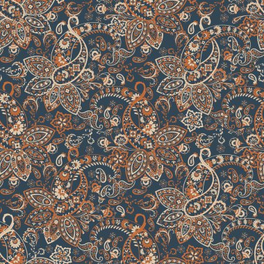 Paisley Süslü, pürüzsüz desen. kalamkari vektör kumaş arkaplanı