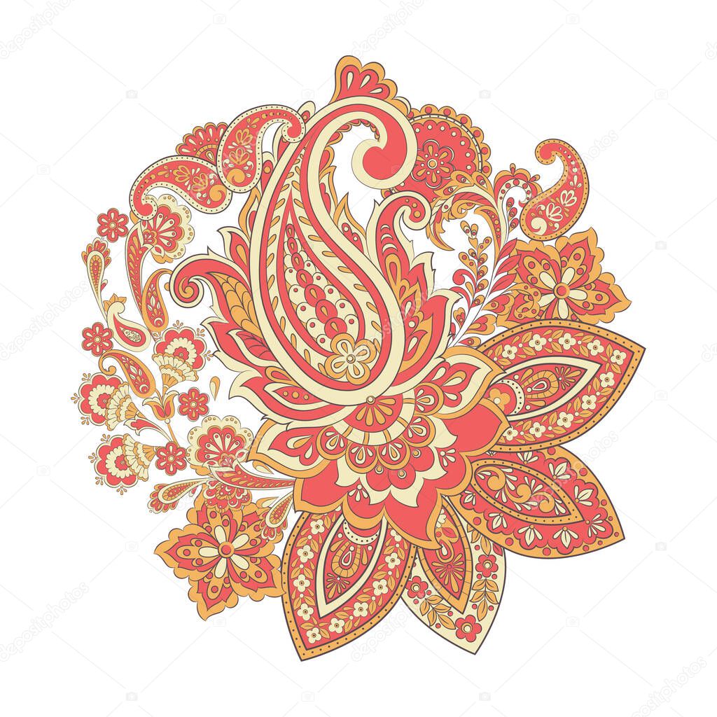 Paisley Damask ornament. Isolated Vector illustration