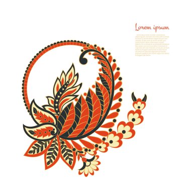 Paisley Çiçek Oryantal İzole Desen