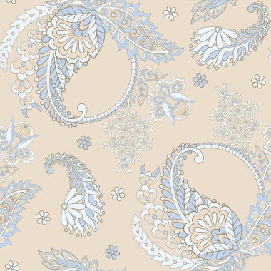 Şal desensiz vektör deseni. Hint süsü. 