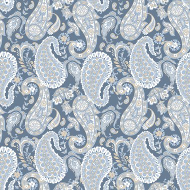 Hint tarzı çiçeklerle Paisley seamless modeli. 